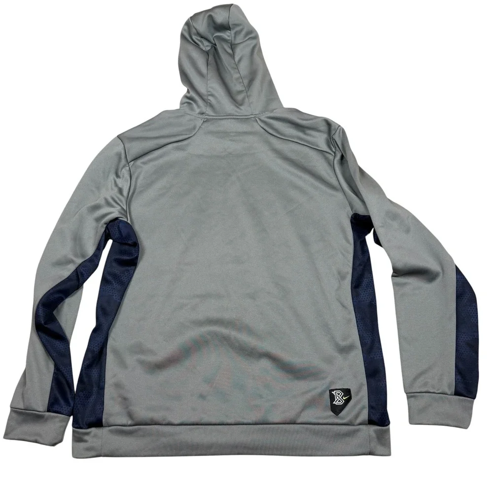 Nike BSBL Baseball Therma-FIT Hoodie Mens XL Gray Navy Blue Pullover Graphic